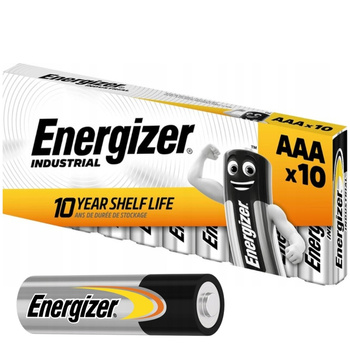 Energizer Industrial Mocne Baterie Alkaliczne AAA LR03 1,5V Zestaw 10 Sztuk