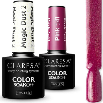 Claresa Zestaw Magic Dust Pyłek Do Paznokci w Hybrydzie + Lakier Pink 541