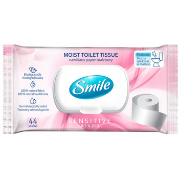 Smile Nawilżany Papier Toaletowy Sensitive Aroma Spłukiwalny 44 Sztuk