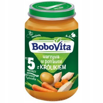 Bobovita Obiadek Dla Dzieci Warzywa Potrawka z Królikiem Po 5 Miesiącu 190g