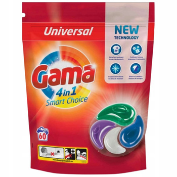 Gama Universal Kapsułki Do Prania Białego Kolorowego Czarnego 60 Kapsułek