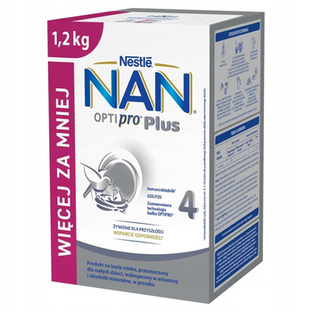 Nestle NAN Optipro 4 Plus Mleko Modyfikowane Następne Dla Dzieci HMO 1,2kg