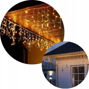 Lampki Sople Białe Choinkowe Świąteczne Zewnętrzne Ciepłe 300 Led