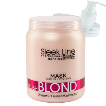 Stapiz Sleek Line Blond Blush Maska Do Włosów Blond z Jedwabiem Różowa + Pompka 1L