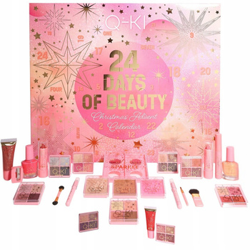 Q-ki 24 Days Of Beauty Kalendarz Adwentowy z Kosmetykami Zestaw Do Makijażu