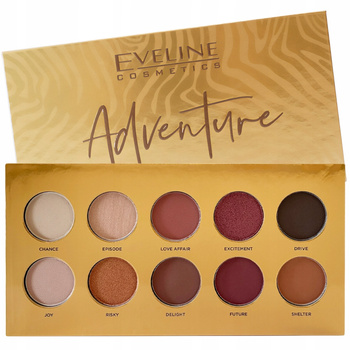 Eveline Adventure Paleta 10 Cieni Do Powiek Róż Brąz Beż Mix Wykończeń