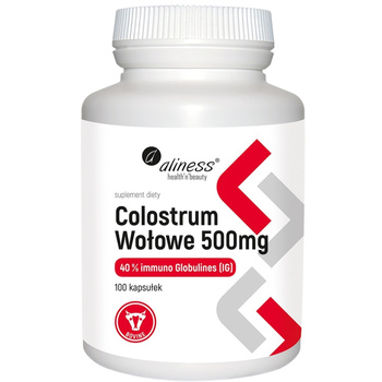 Aliness Colostrum Wołowe 500mg Suplement Diety Siara Odporność 100 Kapsułek