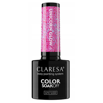 Claresa Lakier Hybrydowy Do Paznokci Rożowy Drobinki Unicorn Glow 4 5g