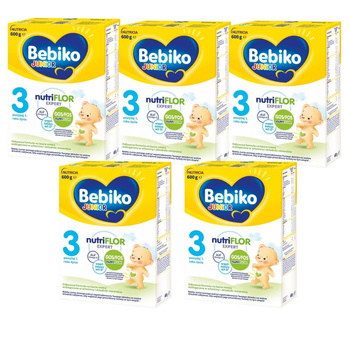 Bebiko Junior Nutriflor Expert 3 Mleko Powyżej 1 Roku 600g x 5 Kartonów