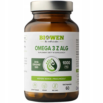 Biowen Omega 3 z Alg Suplement Diety Wsparcie Wzroku i Mózgu 60 Kapsułek