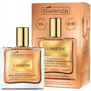 Bielenda Lumiere Suchy Olejek Do Włosów Ciała i Twarzy Złote Drobinki 50ml