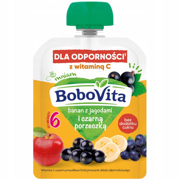 Bobovita Deser Mus Owocowy Dla Dzieci Banan jagody Czarna Porzeczka 80g