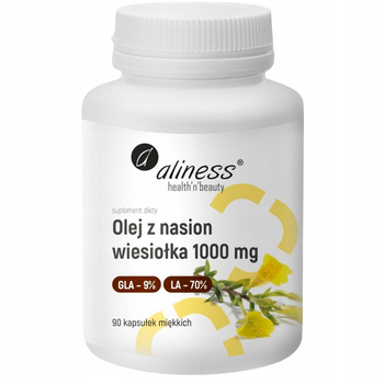 Aliness Olej z Nasion Wiesiołka 1000 mg Cholesterol Trawienie 90 Kapsułek