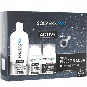 SOLVERX MEN ACTIVE Zestaw Prezentowy 3 Kosmetyków Męskich Żel Krem Balsam