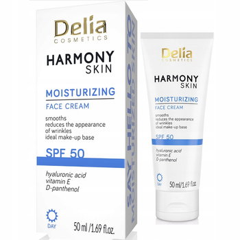 Delia Harmony Skin Nawilżający Krem z Filtrem SPF50 D-pantenol Wit E 50ml