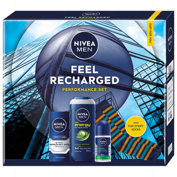 Nivea Men Feel Recharged Zestaw Prezentowy Kosmetyków Męski Żel Krem Kulka