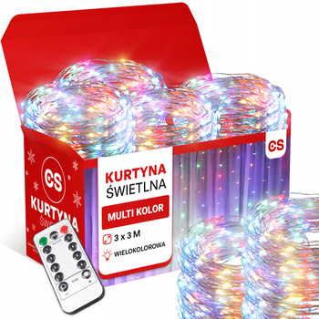 CoolStaff Kurtyna Świetlna Lampki LED x 300 Świąteczne Choinkowe Girlanda Na Okno 3x3