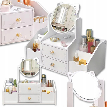 eVanda Toaletka Organizer Szkatułka Na Biżuterię Kosmetyki z Lusterkiem