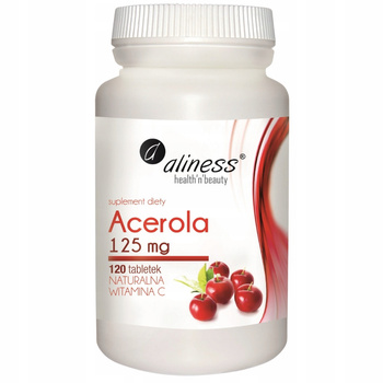 Aliness Acerola 125mg Suplement Diety Naturalna Witamina C 120 Kapsułek
