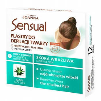 Joanna Sensual Plastry Do Depilacji Twarzy Skóra Wrażliwa 12 szt + Oliwka