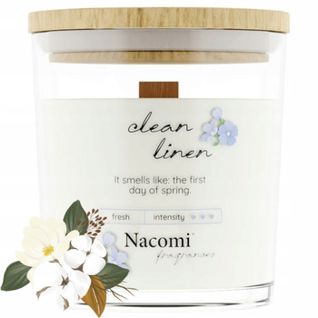 Nacomi Naturalna Świeca Sojowa z Drewnianym Knotem Bawełna Clean Linen 140g
