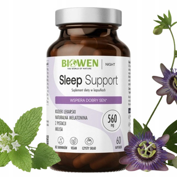 Biowen Sleep Support Ziołowe Wsparcie Snu Zioła Melisa Melatonina 60 Kaps