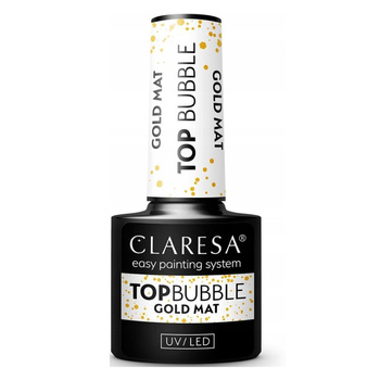 Claresa Top No Wipe Hybrydowy Bez Przemywania Bubble Gold Matt Złoty 5ml