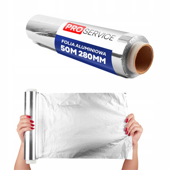 PROservice Folia Aluminiowa Spożywcza Gruba Gastronomiczna Rolka 280mm 50m