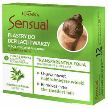 Joanna Sensual Plastry Do Depilacji Twarzy Zielona Herbata 12 szt + Oliwka