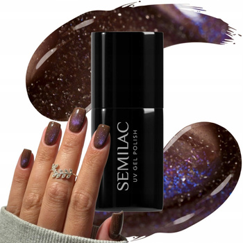Semilac Lakier Hybrydowy Do Paznokci Al Brown 827 Miedziano Fioletowy 7ml