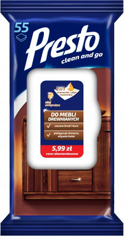 Presto Nawilżane Ściereczki Do Drewna Mebli 55 Szt