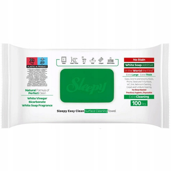 Sleepy Easy Clean Uniwersalne Chusteczki Nawilżane Czyszczące XXL 100szt