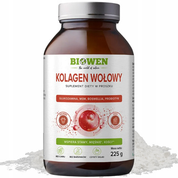 Biowen Kolagen Wołowy w Proszku Do Picia Suplement Diety Stawy Kości 225g