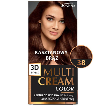 Joanna Multi Cream Color Efekt 3D Trwała Farba Do Włosów 38 Kasztanowy Brąz