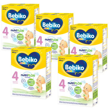 Bebiko Junior Nutriflor Expert 4 Mleko Powyżej 2 Roku 600g x 5 Kartonów