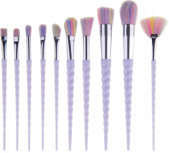 Zestaw Pędzli Do Makijażu Unicorn Tęczowe 10 Sztuk