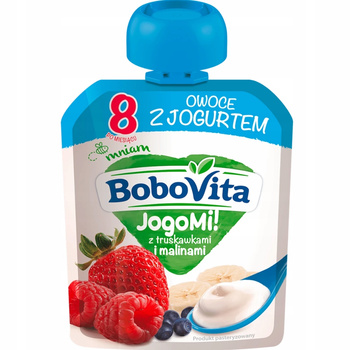 Bobovita JogoMi! Owoce z Jogurtem Dla Dzieci Jagody Truskawka Malina 80g Data Ważności 16.06.2025