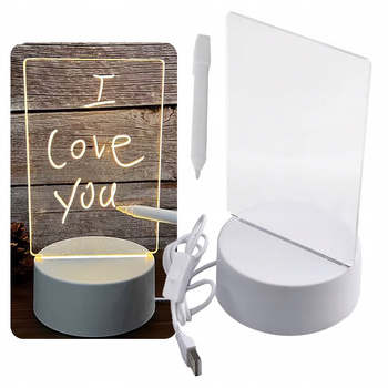 CoolStaff Lampka Nocna Tablica Kreatywna Na Notatki LED USB Zestaw z Białym Pisakiem