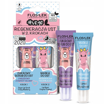 Floslek Vege Lip Care Zestaw Prezentowy Kosmetyków Peeling + Maska Do Ust
