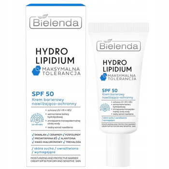 Bielenda Hydro Lipidium Nawilżająco Ochronny Krem Do Twarzy SPF 50 Na Dzień