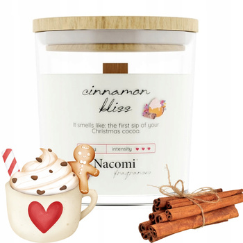 Nacomi Naturalna Świeca Sojowa z Drewnianym Knotem Cinnamon Bliss 140g