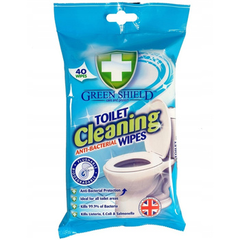 Green Shield Nawilżane Chusteczki Do Czyszczenia WC Antybakteryjne 40 szt