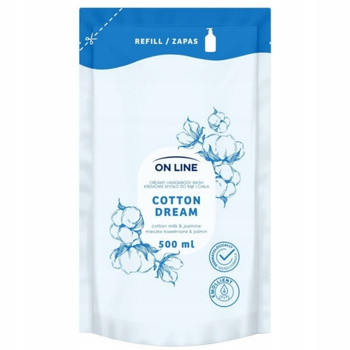 On Line Kremowe Mydło w Płynie Do Rąk Ciała Uzupełniające Bawełna 500ml