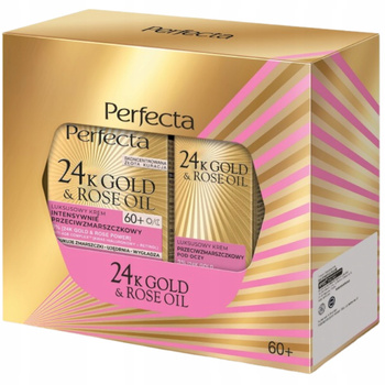 Perfecta 24k Gold Rose Oil Zestaw Kosmetyków Krem Do Twarzy i Pod Oczy 60+