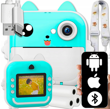 Mini Drukarka Drukuś Do Telefonu Bluetooth Przenośna + 3 Rolki Papieru