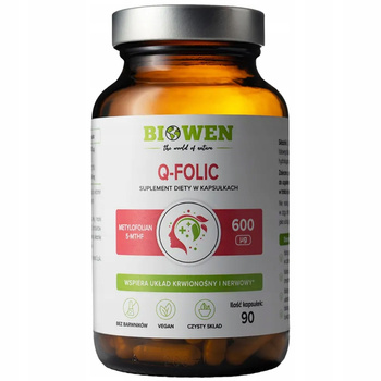 Biowen Q-Folic Kwas Foliowy Metylowany 5 MTHF Suplement Diety 90 Kapsułek