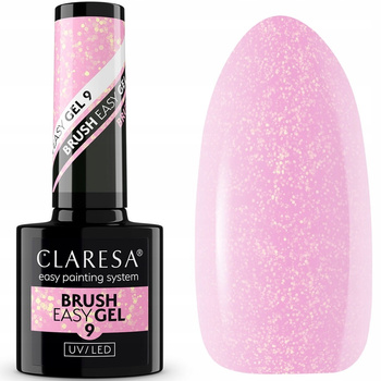 Claresa Easy Brush Gel Żel Do Paznokci w Pędzelku 9 Jasny Róż z Drobinkami