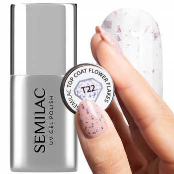 Semilac Top No Wipe T22 Do Lakierów Hybrydowych z Płatkami Folii 7ml