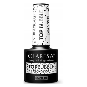 Claresa Top No Wipe Hybrydowy Bez Przemywania Bubble Black Matt Czarny 5ml