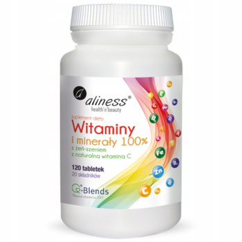 Aliness Witaminy i Minerały 100% Wit C Cynk Suplement Diety 120 Kapsułek